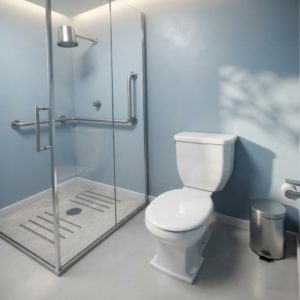Barra de Apoio de Canto para Box em Aço Inox 304 – Acessibilidade ABNT 9050